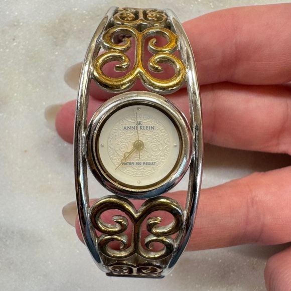 Anne Klein Silver and Gold Scroll Cuff Watch - Picture 5 of 6
